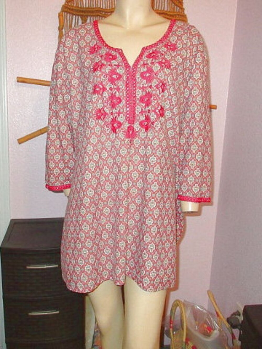 Ayurvastram Cotton Embroidered Top Size 3X Tunic Boho Moroccan Hippie Exotic NEW